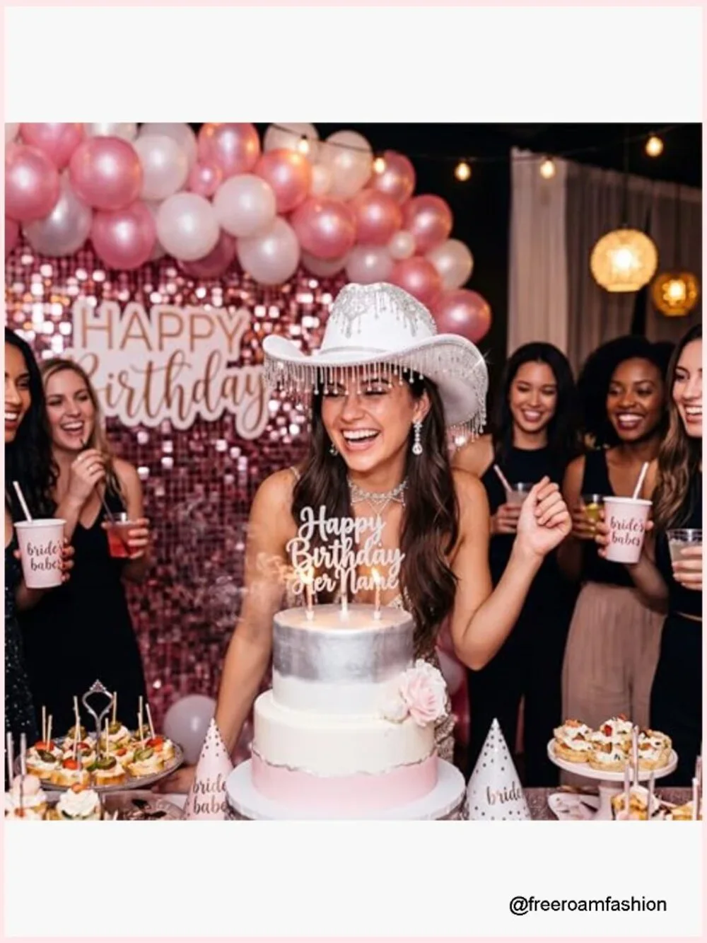 Cowgirl Outfit - Rhinestone Cowboy Hat, Bling Necklace & Crystal Earrings 3